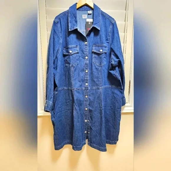 Levi's Jeans Denim Shirt  Long Jacket Cotton Washed Blue Lightweight Size 4X - Picture 12 of 12